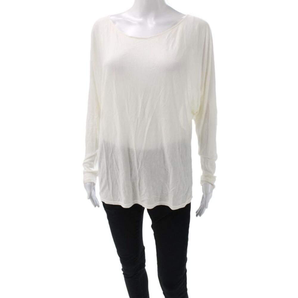 The Row Womens Ivory Basic Scoop Neck Long Sleeve T-Shirt Size L